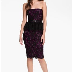 Robert Rodriguez strapless lace peplum dress